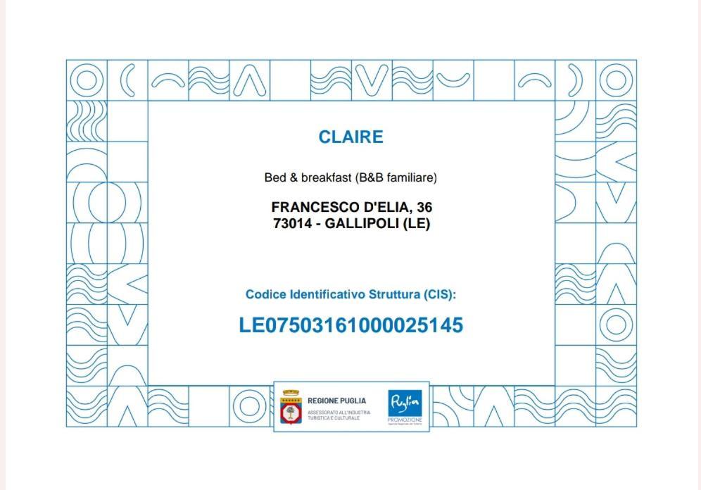 Claire Bed & Breakfast Gallipoli Exterior photo